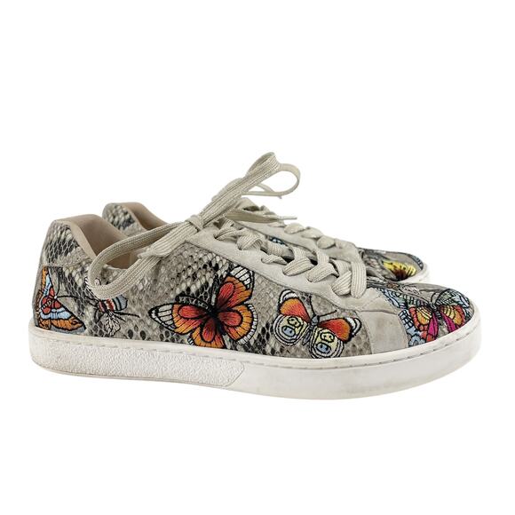 Johnny Was Boho Butterfly Bee Animal Print Sneakers Size 8.5 Womens - Picture 1 of 13